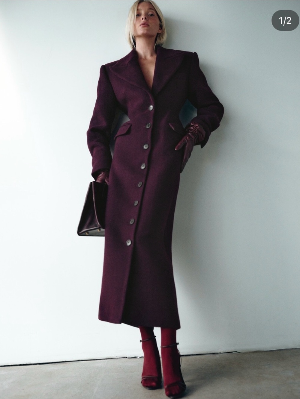 Helsa Italian Wool Blend Topcoat in Burgundy